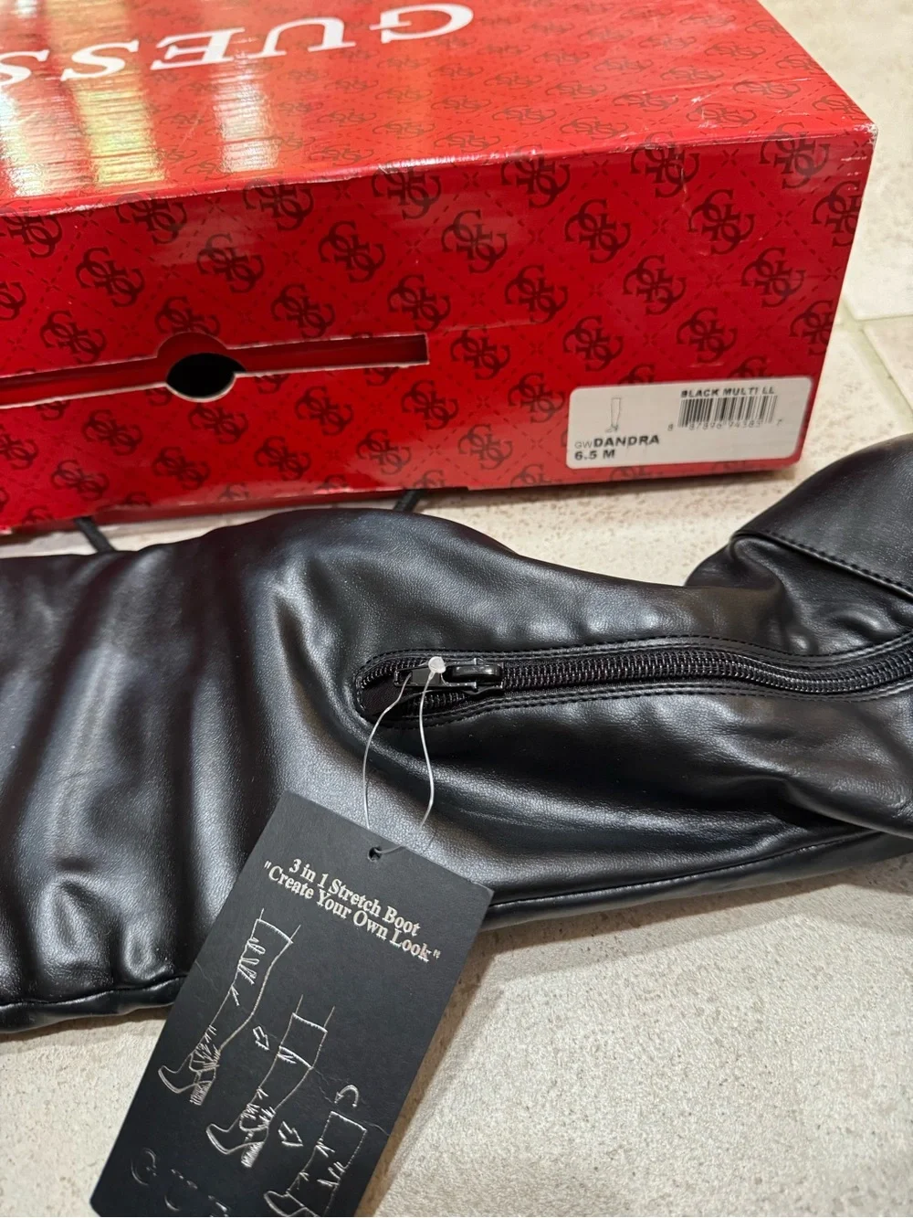 GUESS Black Faux-Leather Over-the-Knee Block Heel Boots